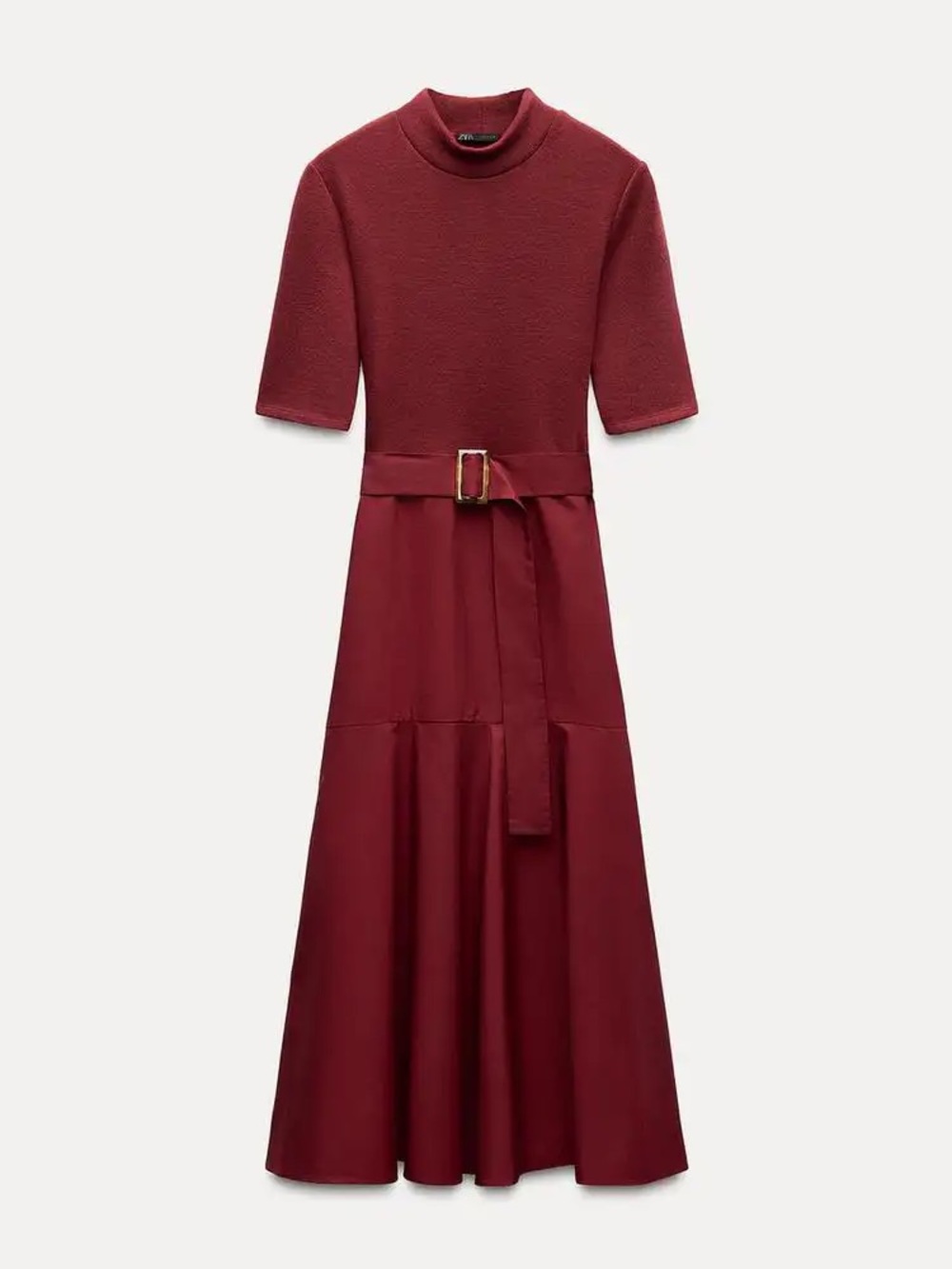 Zara soft belt Midi Dress Small NEW smoke pet free home burgundy maroon crimson